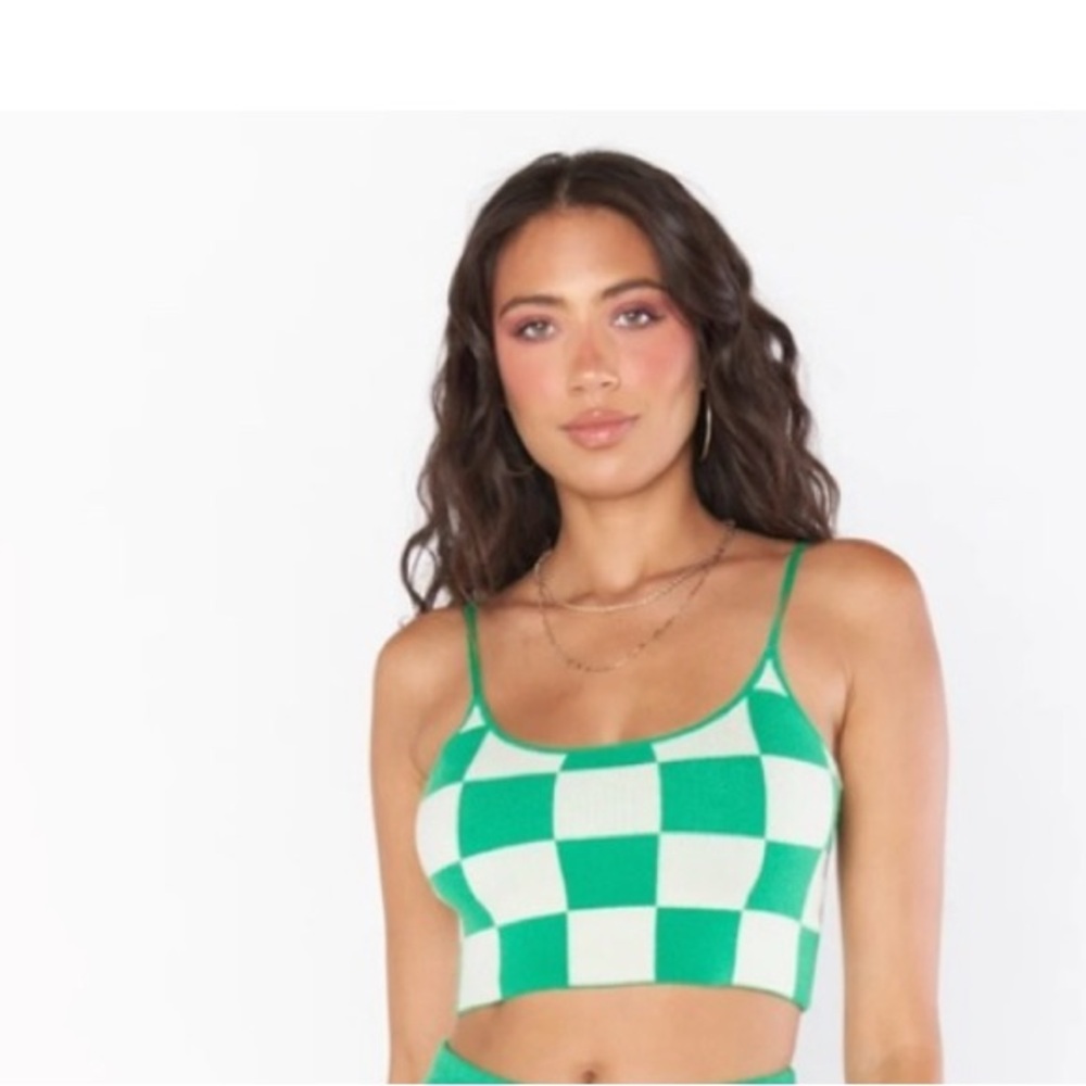 Green Checkered Women's Top